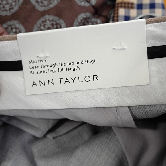 Ann Taylor Tan Straight Mid Rise Trousers 14 Soft Office Business Minimalist NWT - Picture 6 of 12